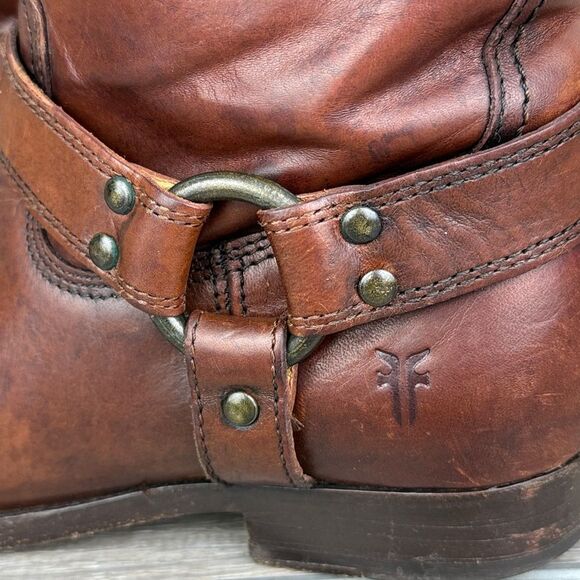 Frye Veronica Harness Short Women’s Sz 5.5B Cognac Zip Pull On Leather Boots - Picture 12 of 14